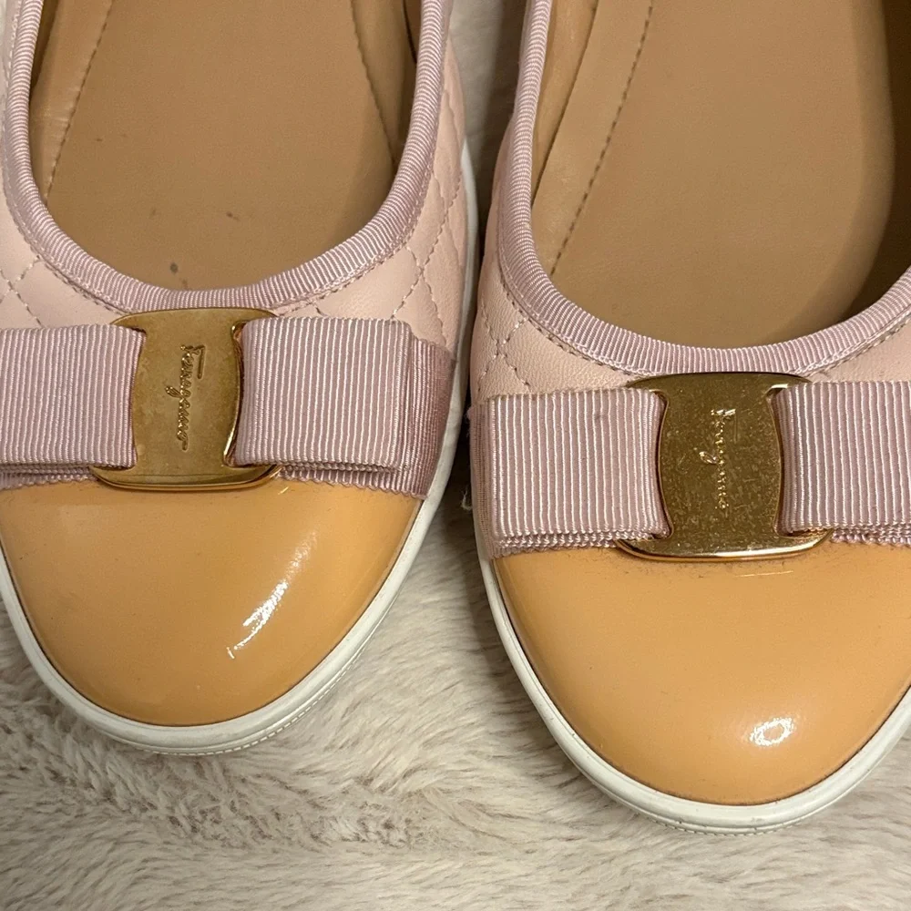 Salvatore Ferragamo Blush and Beige Quilted Flats - Picture 3 of 6